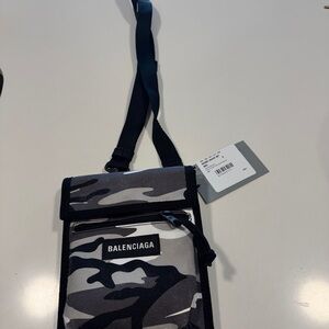 Balenciaga Black and Gray Camouflage Belt Bag